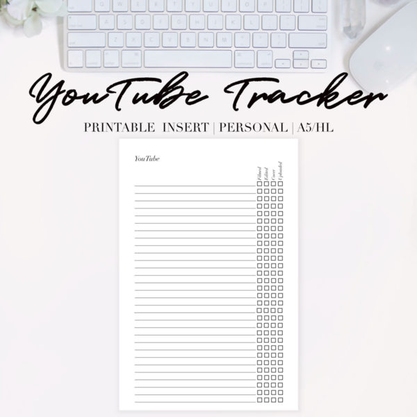 YouTube Tracker Printable Insert {Personal + Half Letter}