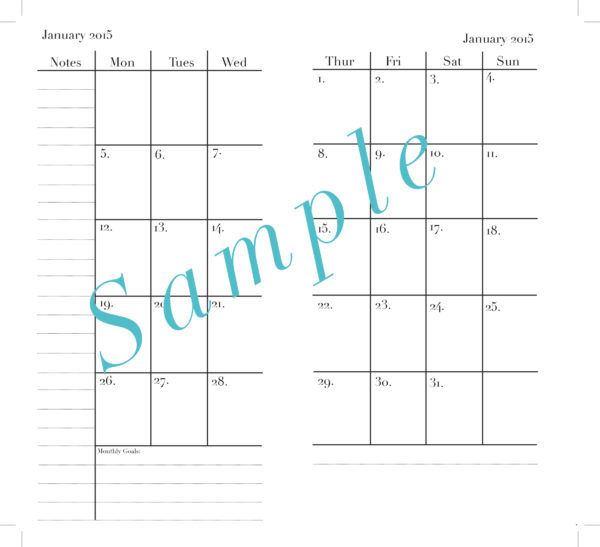 2018 MONTH ON 2 PAGES PRINTABLE INSERT {PERSONAL SIZED} - The Charmed Shop