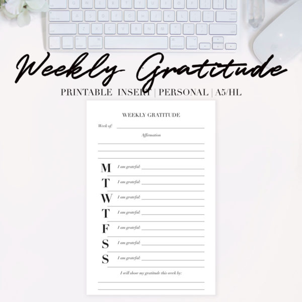 Weekly Gratitude Printable Insert {Personal + Half Letter}