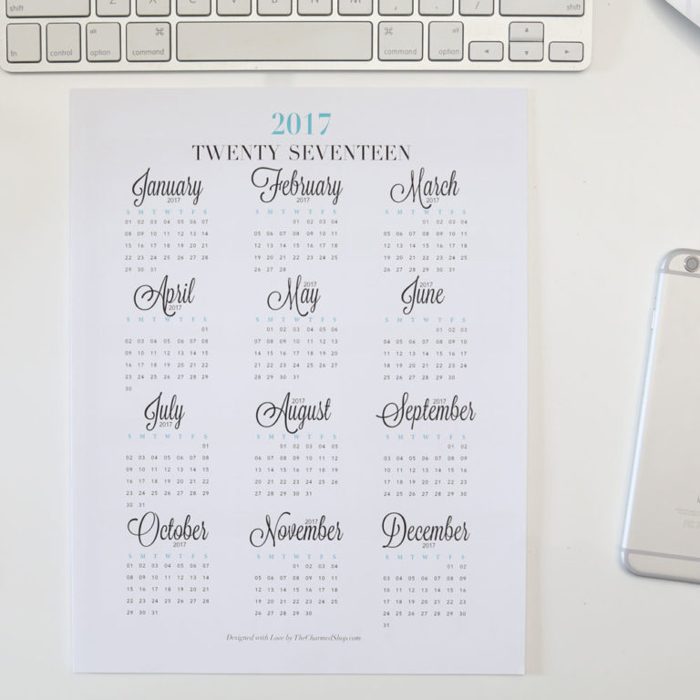 2018 Year at a Glance Calendar Printable {Letter/A4, A5, Half Letter ...