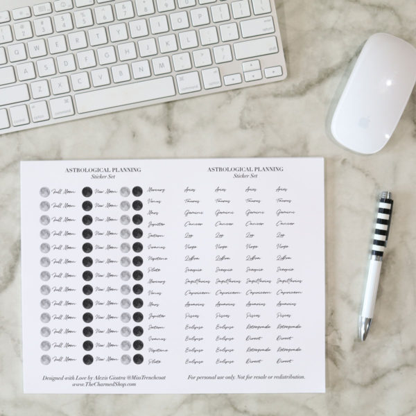 Astrological Planning Printable Sticker Set