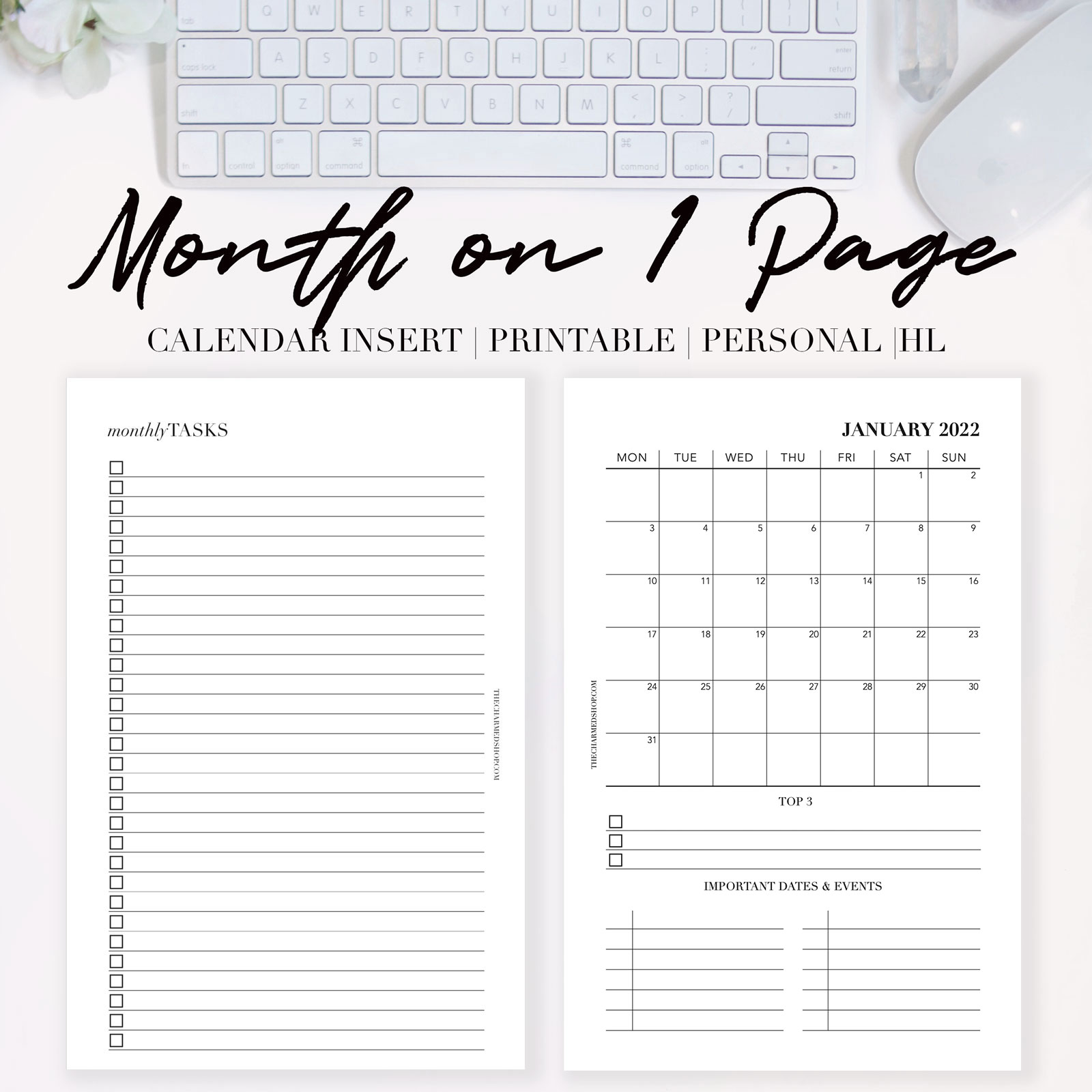 2022 Month on One Page Calendar {Printable PDF} The