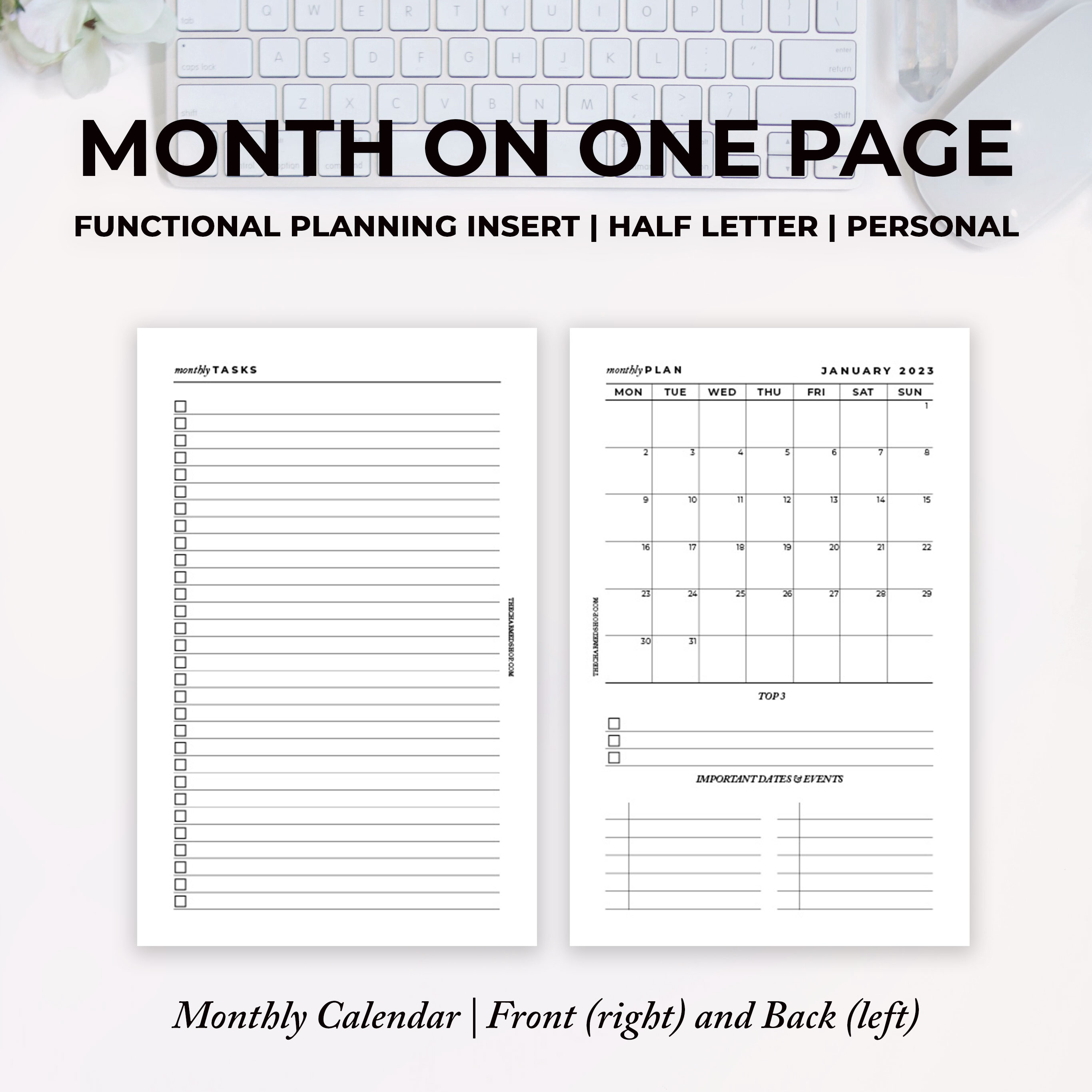 A4 & Letter 2023 Calendar Monthly Printable Planner Schedule