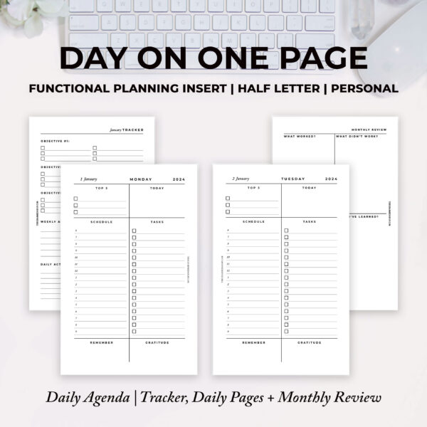 Personal 2024 Month On One Page Planner Inserts