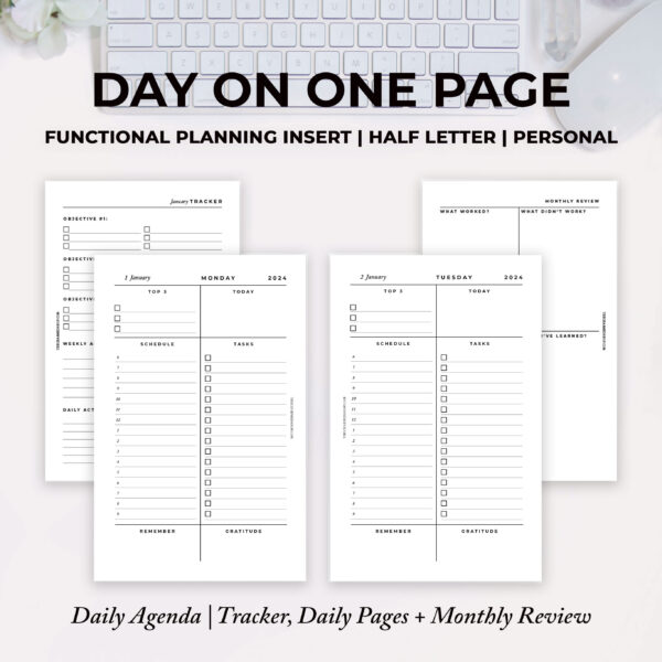 2024 Day on One Page Agenda {Printable PDF}