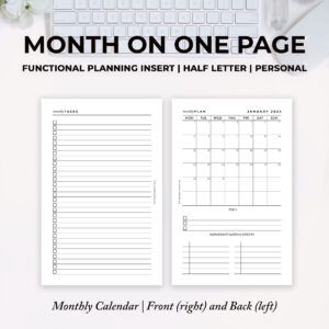 Personal 2024 Month On One Page Inserts
