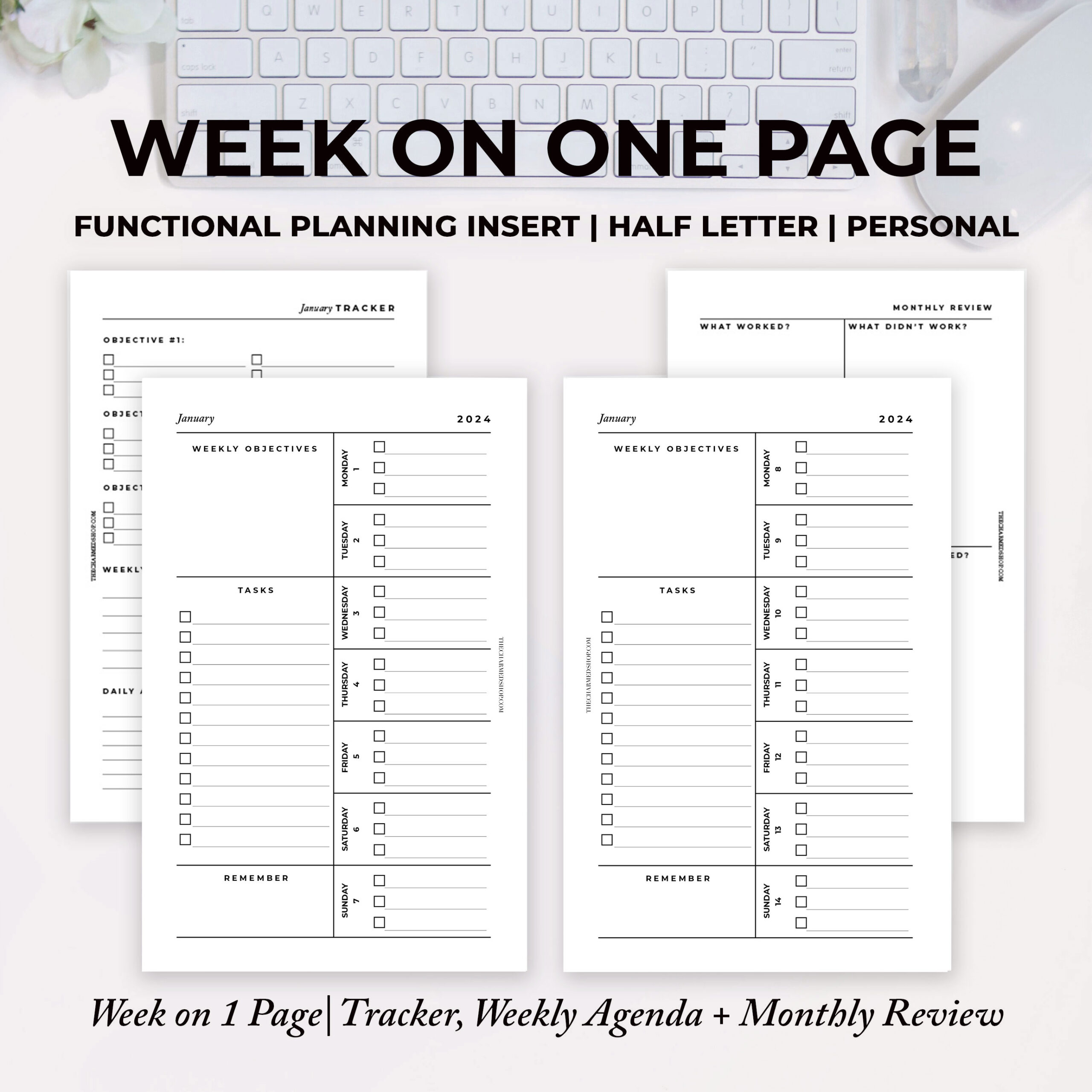 2024 Week on One Page Agenda {Printable PDF} - The Charmed Shop