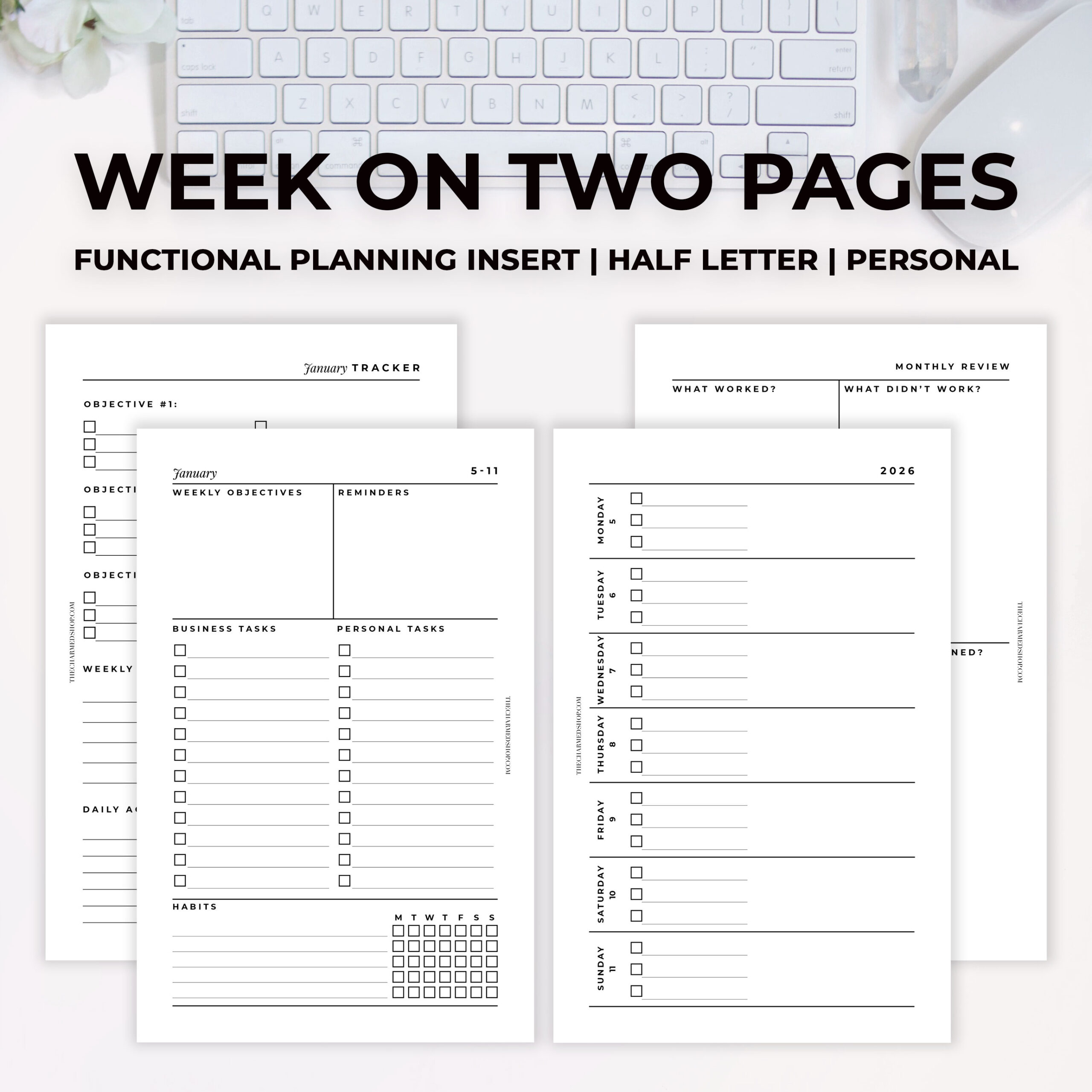 2026 Horizontal Week on Two Pages Agenda {Printable PDF}