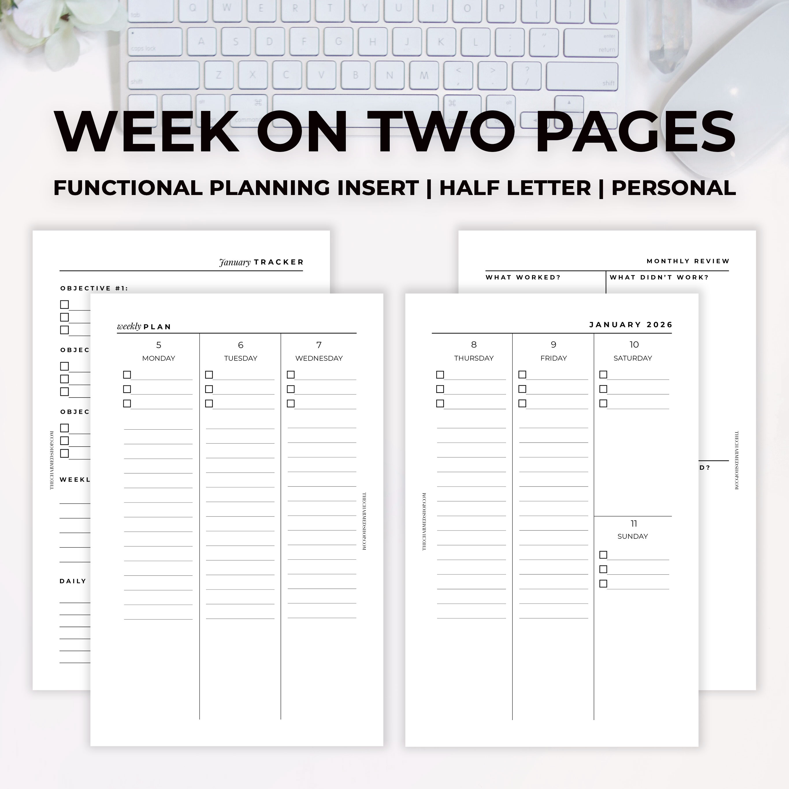 2026 Vertical Week on Two Pages Agenda {Printable PDF}