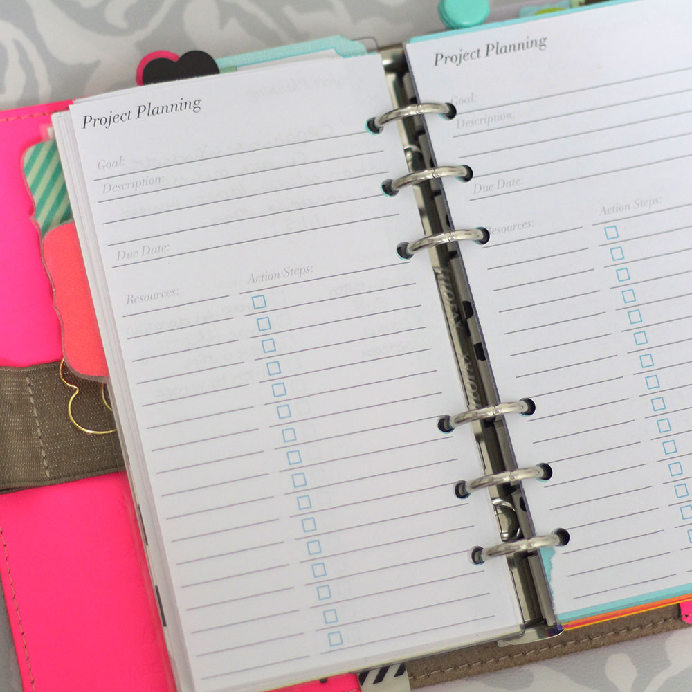Filofax Project Planning & Goal Tracking Process