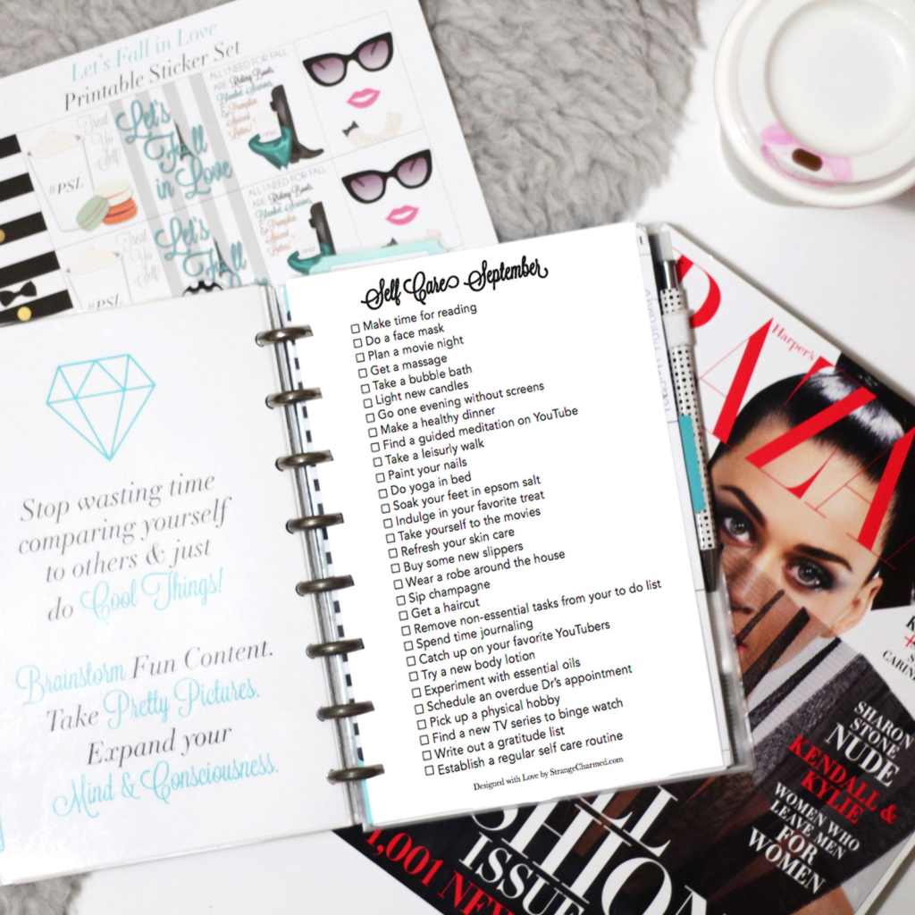 Self Care September Checklist + Free Monthly Planner Dashboards