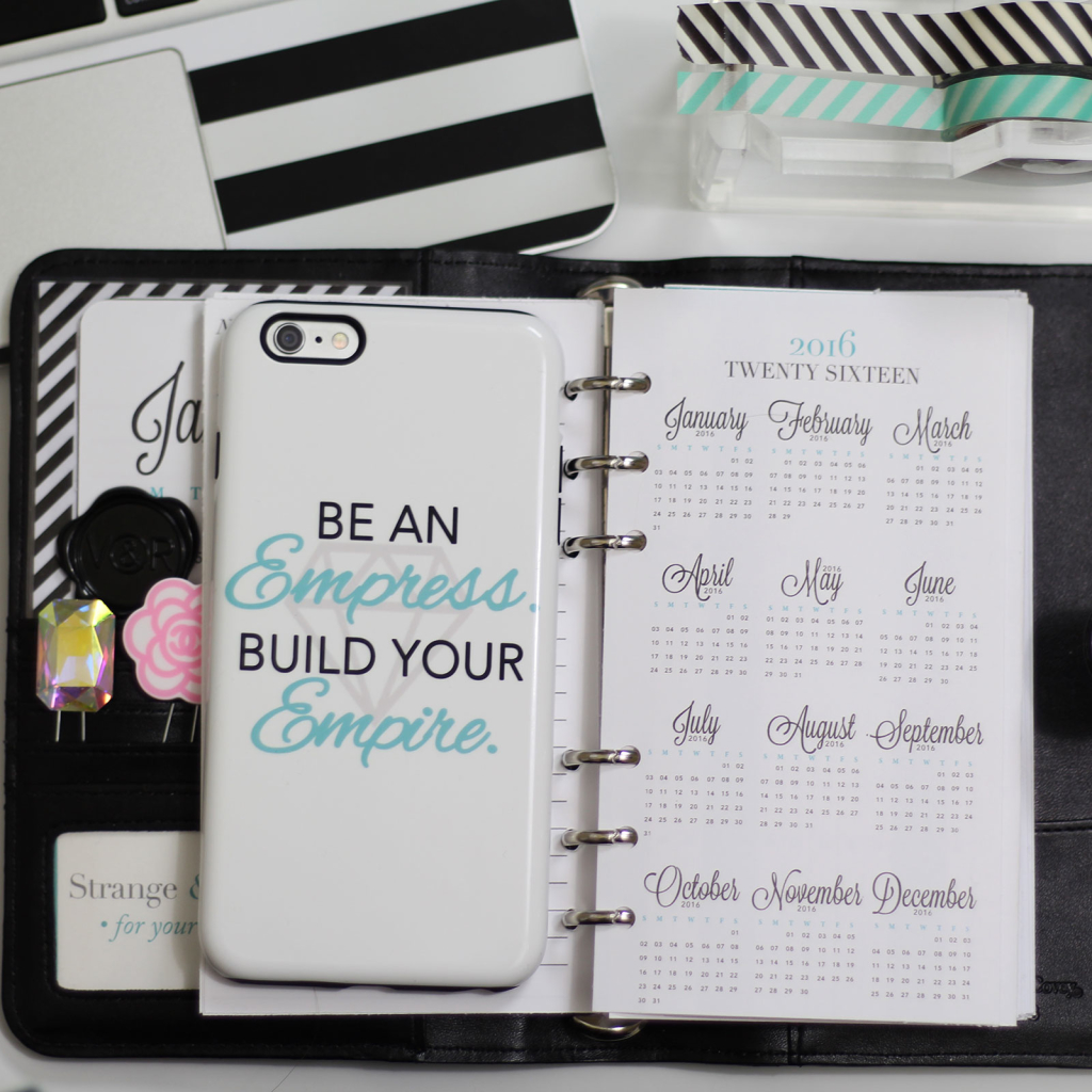 FREE Printable 2016 Year at a Glance Filofax Insert for Personal & A5