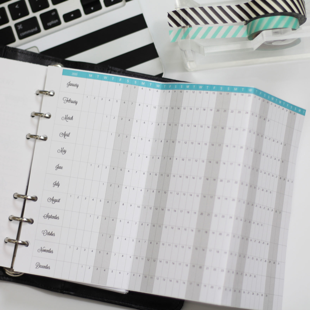 FREE PRINTABLE 2016 Yearly Tracker for Filofax Planners